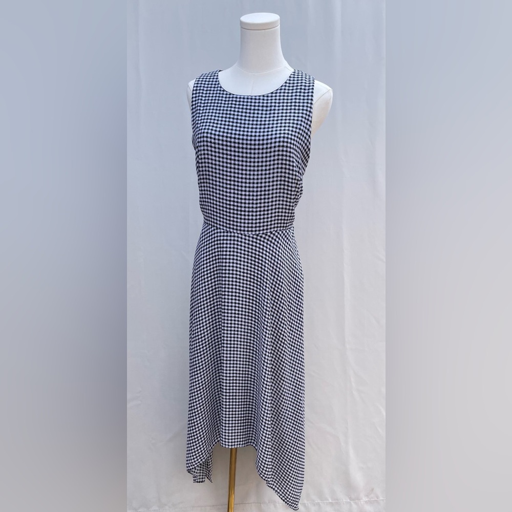 Philosophy Gingham Handkerchief Hem Dress Black White Sleeveless 10